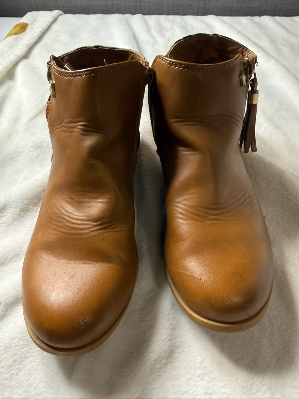 Lily & Dan Girls Size 2/3 Brown Ankle Boots Leopard Print Zip Tassel ALDI